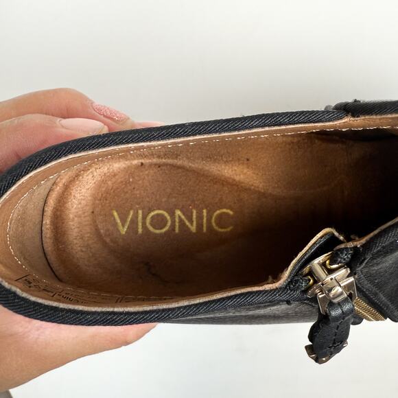 Vionic Womens Jolene Leather Ankle Zip Boots Booties Black - 9.5 US - Picture 7 of 9